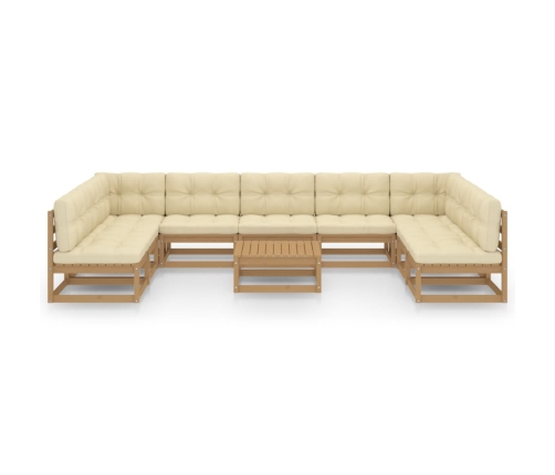 vidaXL 10-daļīgs dārza atpūtas mēbeļu komplekts ar matračiem, priede