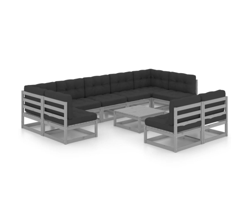 vidaXL 10-daļīgs dārza atpūtas mēbeļu komplekts ar matračiem, priede