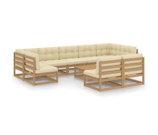 vidaXL 10-daļīgs dārza atpūtas mēbeļu komplekts ar matračiem, priede