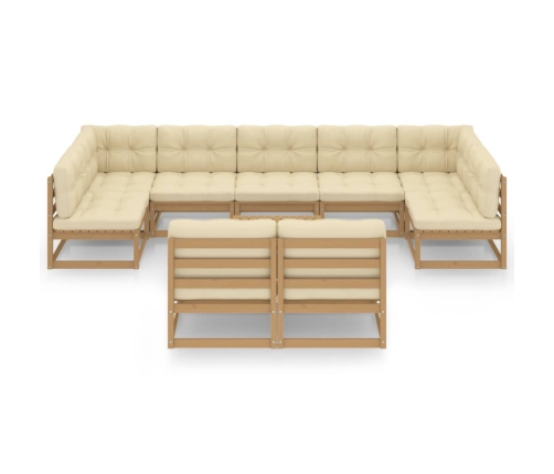 vidaXL 10-daļīgs dārza atpūtas mēbeļu komplekts ar matračiem, priede