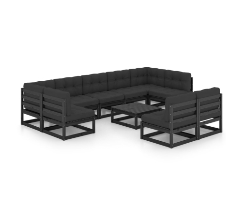 vidaXL 10-daļīgs dārza atpūtas mēbeļu komplekts ar matračiem, priede