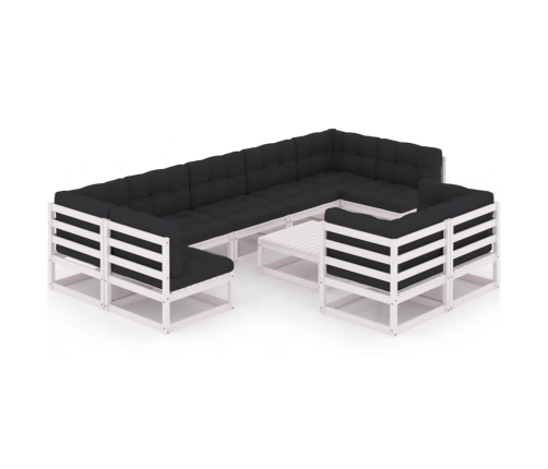 vidaXL 10-daļīgs dārza atpūtas mēbeļu komplekts ar matračiem, priede