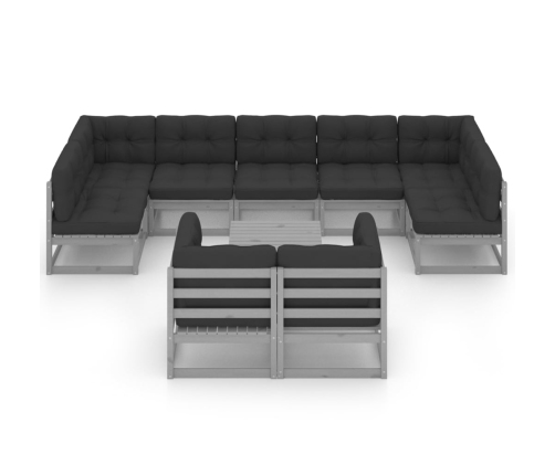 vidaXL 10-daļīgs dārza atpūtas mēbeļu komplekts ar matračiem, priede