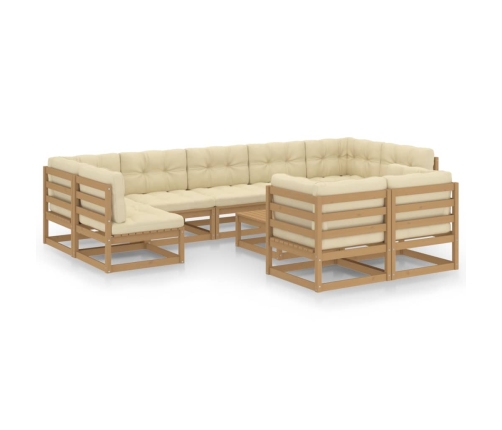 vidaXL 10-daļīgs dārza atpūtas mēbeļu komplekts ar matračiem, priede