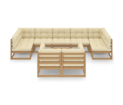 vidaXL 10-daļīgs dārza atpūtas mēbeļu komplekts ar matračiem, priede