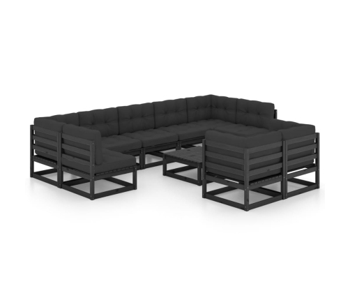 vidaXL 10-daļīgs dārza atpūtas mēbeļu komplekts ar matračiem, priede