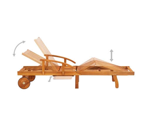 Sauļošanās Zviļņi Ar Matračiem, 2 Gab., Akācijas Masīvkoks Vidaxl