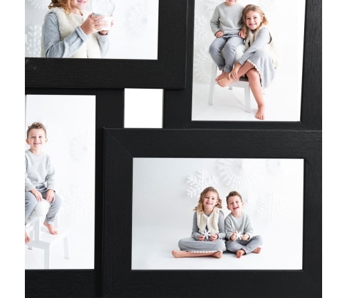 vidaXL kolāžas foto rāmis, 4x(13x18 cm) attēliem, melns MDF