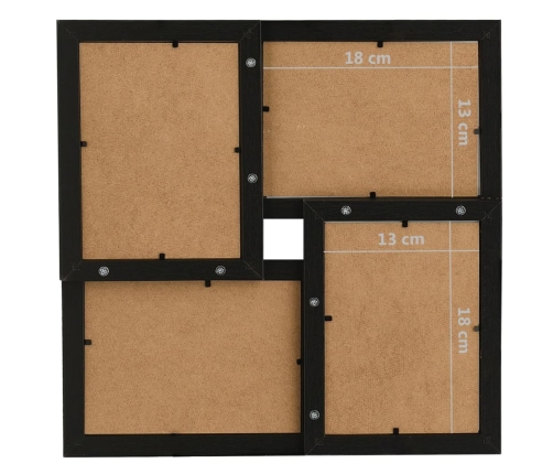 vidaXL kolāžas foto rāmis, 4x(13x18 cm) attēliem, melns MDF