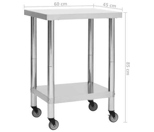 vidaXL virtuves darba galds, 60x45x85 cm, nerūsējošs tērauds