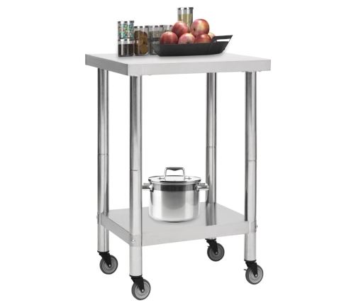 vidaXL virtuves darba galds, 60x60x85 cm, nerūsējošs tērauds