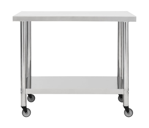 vidaXL virtuves darba galds, 100x45x85 cm, nerūsējošs tērauds