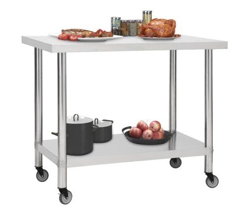 vidaXL virtuves darba galds, 100x60x85 cm, nerūsējošs tērauds