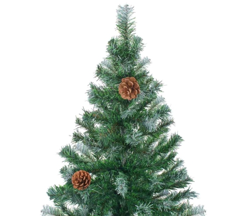 vidaXL mākslīgā Ziemassvētku egle ar rotājumiem un čiekuriem, 180 cm