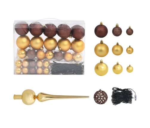 vidaXL mākslīgā Ziemassvētku egle ar rotājumiem un čiekuriem, 180 cm