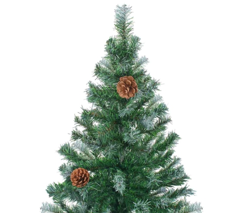 vidaXL mākslīgā Ziemassvētku egle ar rotājumiem un čiekuriem, 180 cm
