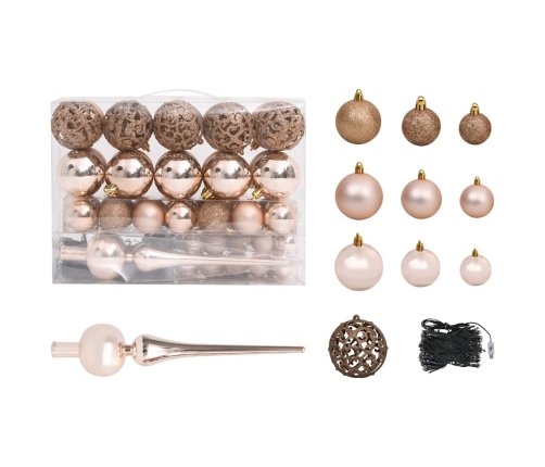 vidaXL mākslīgā Ziemassvētku egle ar rotājumiem un čiekuriem, 180 cm