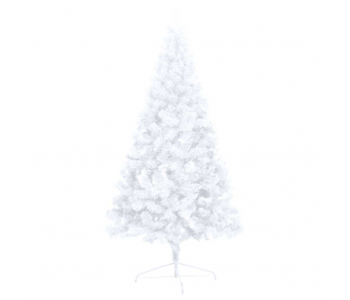 vidaXL izgaismota Ziemassvētku egle ar rotājumiem, balta, 150 cm