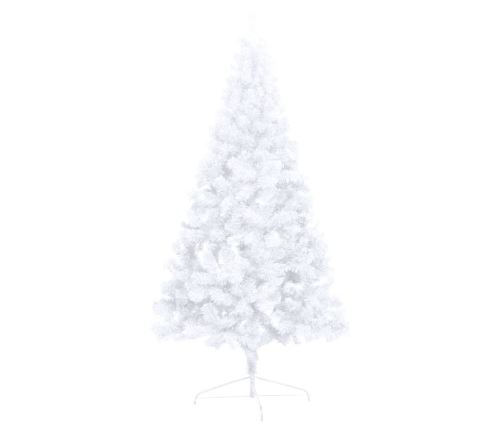 vidaXL izgaismota Ziemassvētku egle ar rotājumiem, balta, 180 cm