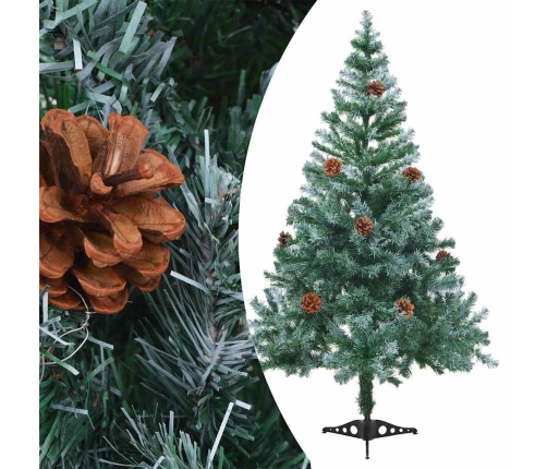 vidaXL mākslīgā Ziemassvētku egle ar rotājumiem un čiekuriem, 150 cm