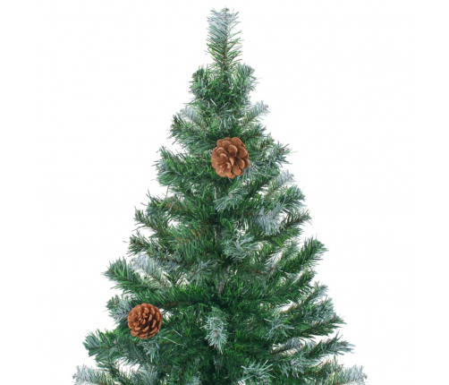 vidaXL mākslīgā Ziemassvētku egle ar rotājumiem un čiekuriem, 180 cm