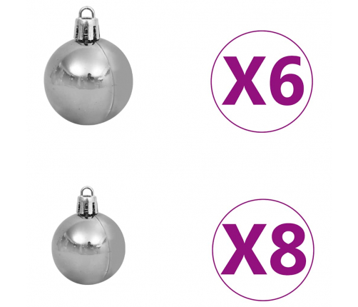 vidaXL mākslīgā Ziemassvētku egle ar rotājumiem un čiekuriem, 180 cm