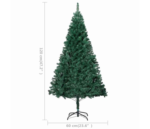 vidaXL izgaismota mākslīgā Ziemassvētku egle ar rotājumiem, 120cm, PVC