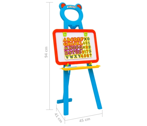 vidaXL 2-1 bērnu molberts ar flomasteru un krīta tāfeli
