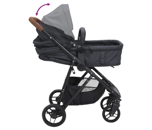 Divi-Vienā Sporta Ratiņi Antracītpelēki Ar Melnu, Tērauds Vidaxl