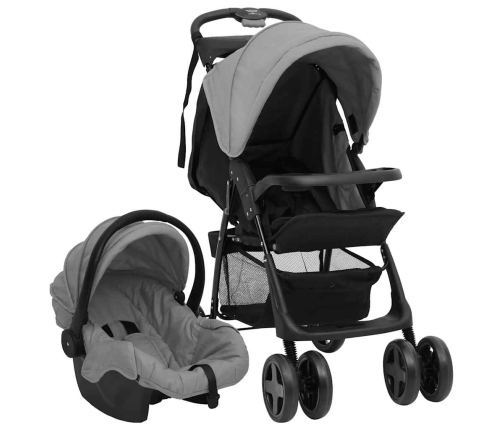 Trīs-Vienā Sporta Ratiņi Gaiši Pelēki Ar Melnu, Tērauds Vidaxl