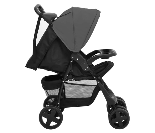 Trīs-Vienā Sporta Ratiņi Tumši Pelēki Ar Melnu, Tērauds Vidaxl