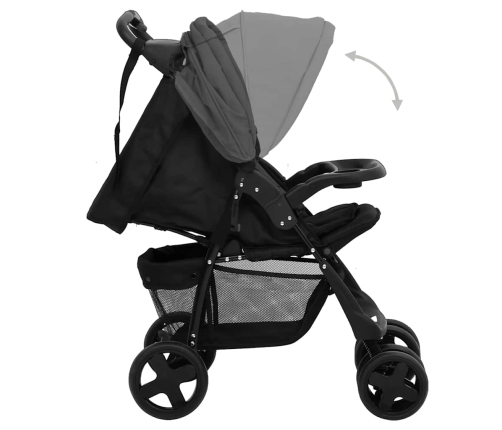 Trīs-Vienā Sporta Ratiņi Tumši Pelēki Ar Melnu, Tērauds Vidaxl