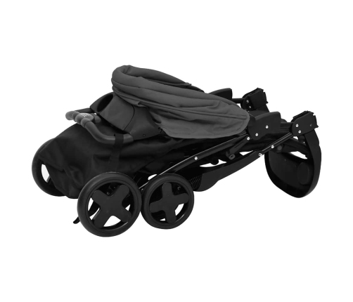 Trīs-Vienā Sporta Ratiņi Tumši Pelēki Ar Melnu, Tērauds Vidaxl