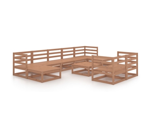 vidaXL 10-daļīgs dārza atpūtas mēbeļu komplekts, brūns priedes koks