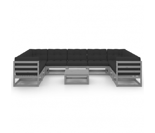 vidaXL 10-daļīgs dārza atpūtas mēbeļu komplekts ar matračiem, priede