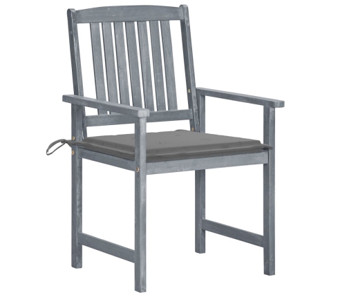 vidaXL dārza krēsli ar spilveniem, 8 gab., akācijas masīvkoks, pelēki