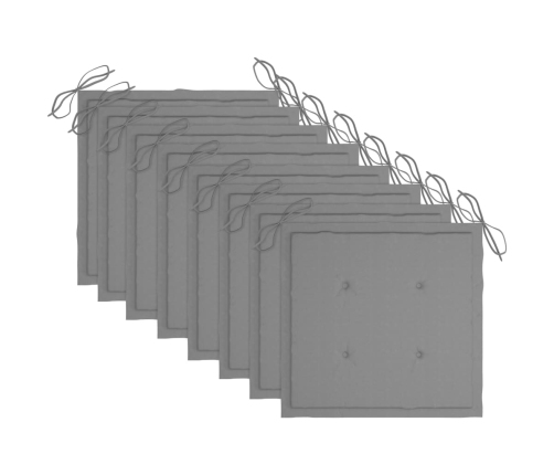 vidaXL dārza krēsli ar spilveniem, 8 gab., akācijas masīvkoks, pelēki