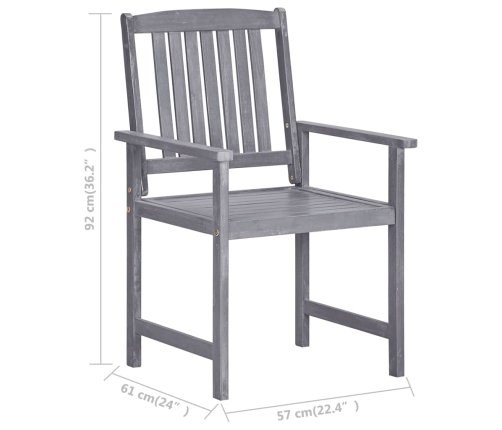 vidaXL dārza krēsli ar spilveniem, 8 gab., akācijas masīvkoks, pelēki