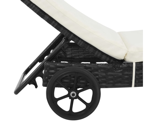 vidaXL sauļošanās zvilņi ar riteņiem un matračiem, 2 gab., melna PE