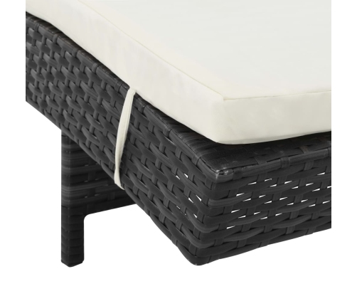 vidaXL sauļošanās zvilņi ar riteņiem un matračiem, 2 gab., melna PE