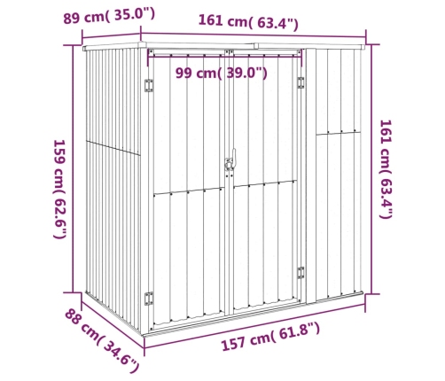 vidaXL dārza šķūnis, zaļš, 161x89x161 cm, cinkots tērauds