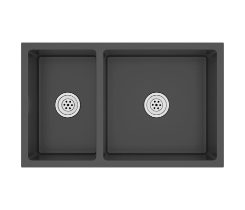 vidaXL virtuves izlietne, nerūsējošs tērauds, melna