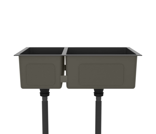 vidaXL virtuves izlietne, nerūsējošs tērauds, melna