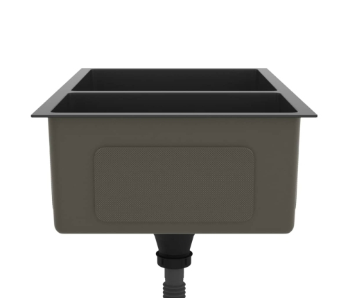 vidaXL virtuves izlietne, nerūsējošs tērauds, melna