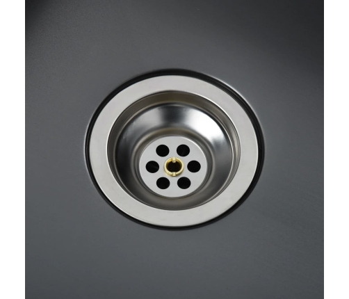 vidaXL virtuves izlietne, nerūsējošs tērauds, melna