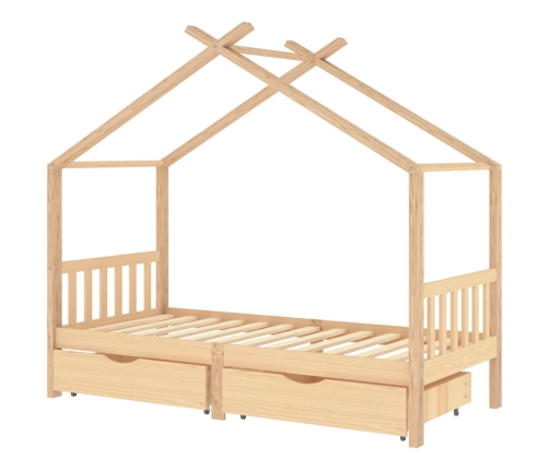 Bērnu Gultas Rāmis Ar Atvilktnēm, Priedes Masīvkoks, 90X200 Cm Vidaxl