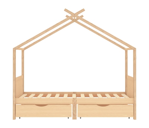 Bērnu Gultas Rāmis Ar Atvilktnēm, Priedes Masīvkoks, 90X200 Cm Vidaxl