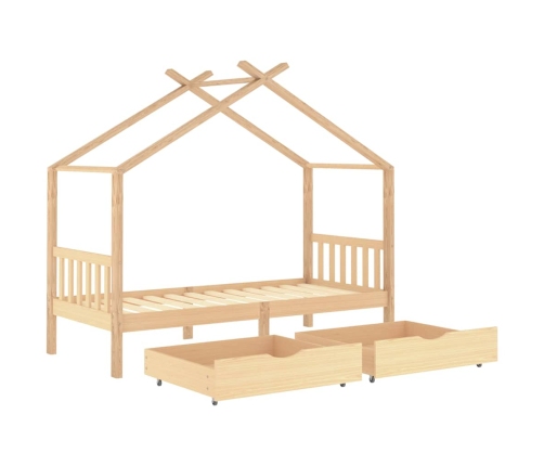 Bērnu Gultas Rāmis Ar Atvilktnēm, Priedes Masīvkoks, 90X200 Cm Vidaxl