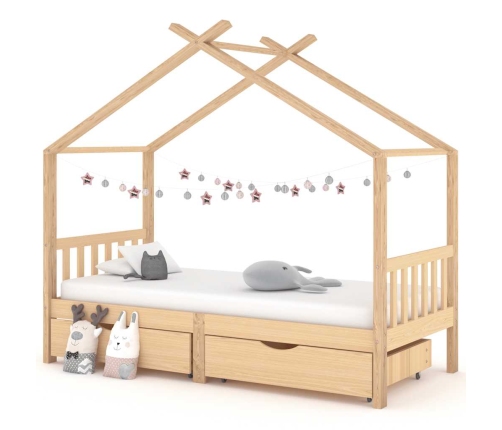 Bērnu Gultas Rāmis Ar Atvilktnēm, Priedes Masīvkoks, 90X200 Cm Vidaxl