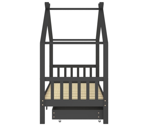 vidaXL gultas rāmis ar atvilktnēm, tumši pelēks, priede, 90x200 cm